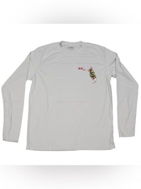 MANG Men's Long Sleeve Graphic Tee - Florida Motif XXL Pearl White/Grey New